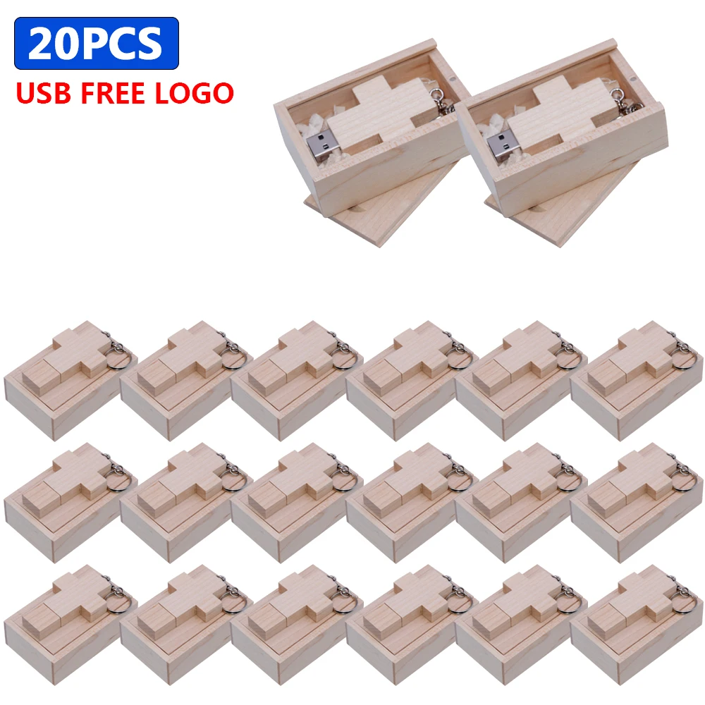 

20pcs free logo USB Flash Drive 64GB wooden Drive High Speed Pendrive Key Chain USB 2.0 Stick Flash Drive Memory USB Flash disk