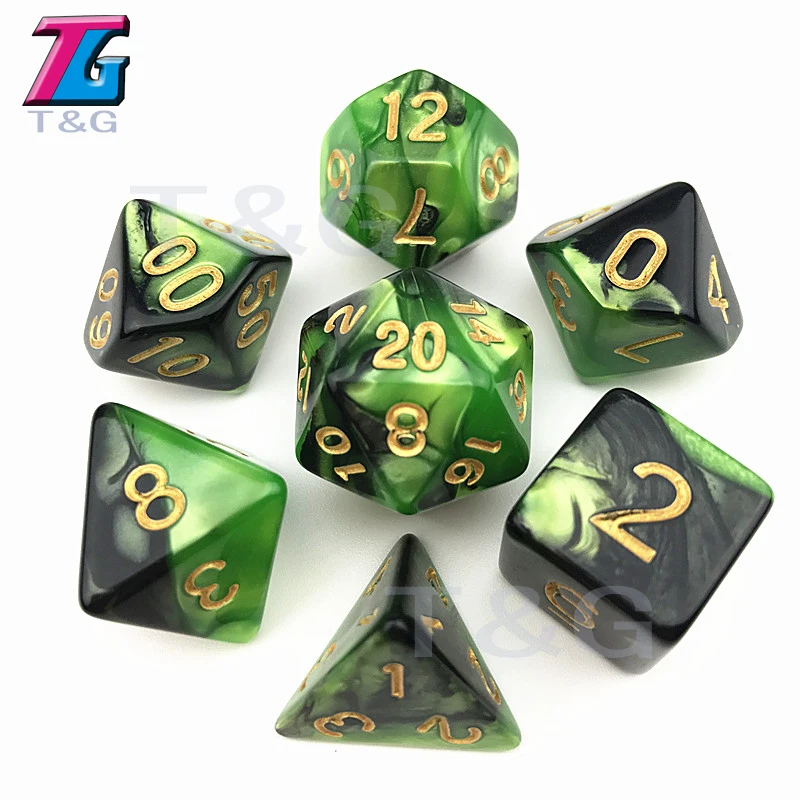 Зеленые и черные игральные кости DND Die игрушки для взрослых детей пластиковые