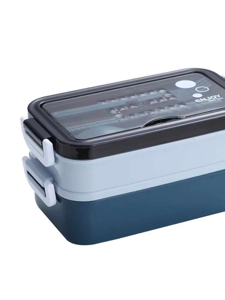 

Lunch Box with Soup Bowl for Student Office Worker Microwave Heating Double-layer Bento Food Container Storage