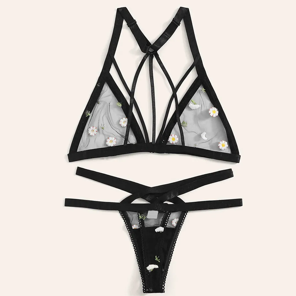 Новое модное женское сексуальное нижнее белье с цветочной вышивкой кружевные