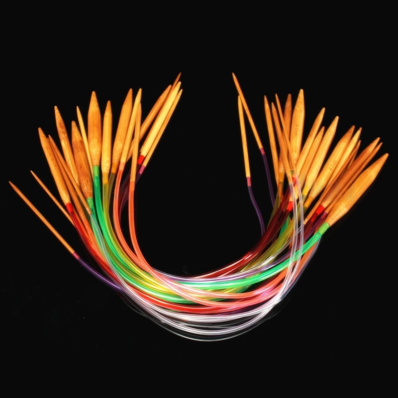 Спицы для вязания многоцветные карбонизированные бамбуковые 18 пар 16 дюймов 40 см |