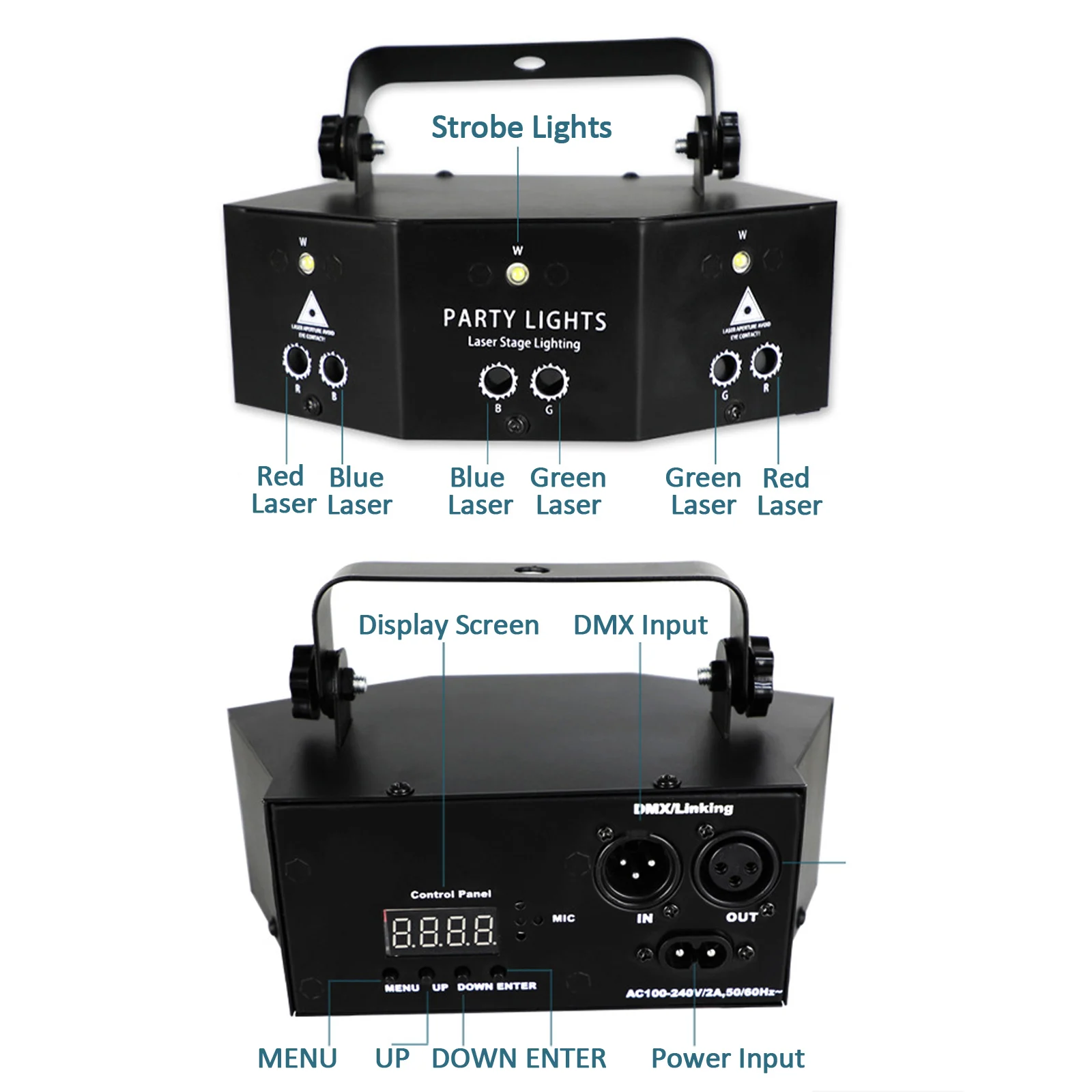 Лазерный луч диско вечерние светильник 9 глаза светодиодный сценический ing