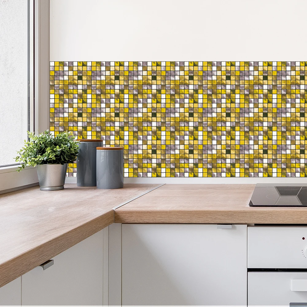 10 шт. золотисто желтая мозаичная плитка наклейка напечатанная в 2D переводе чехлы