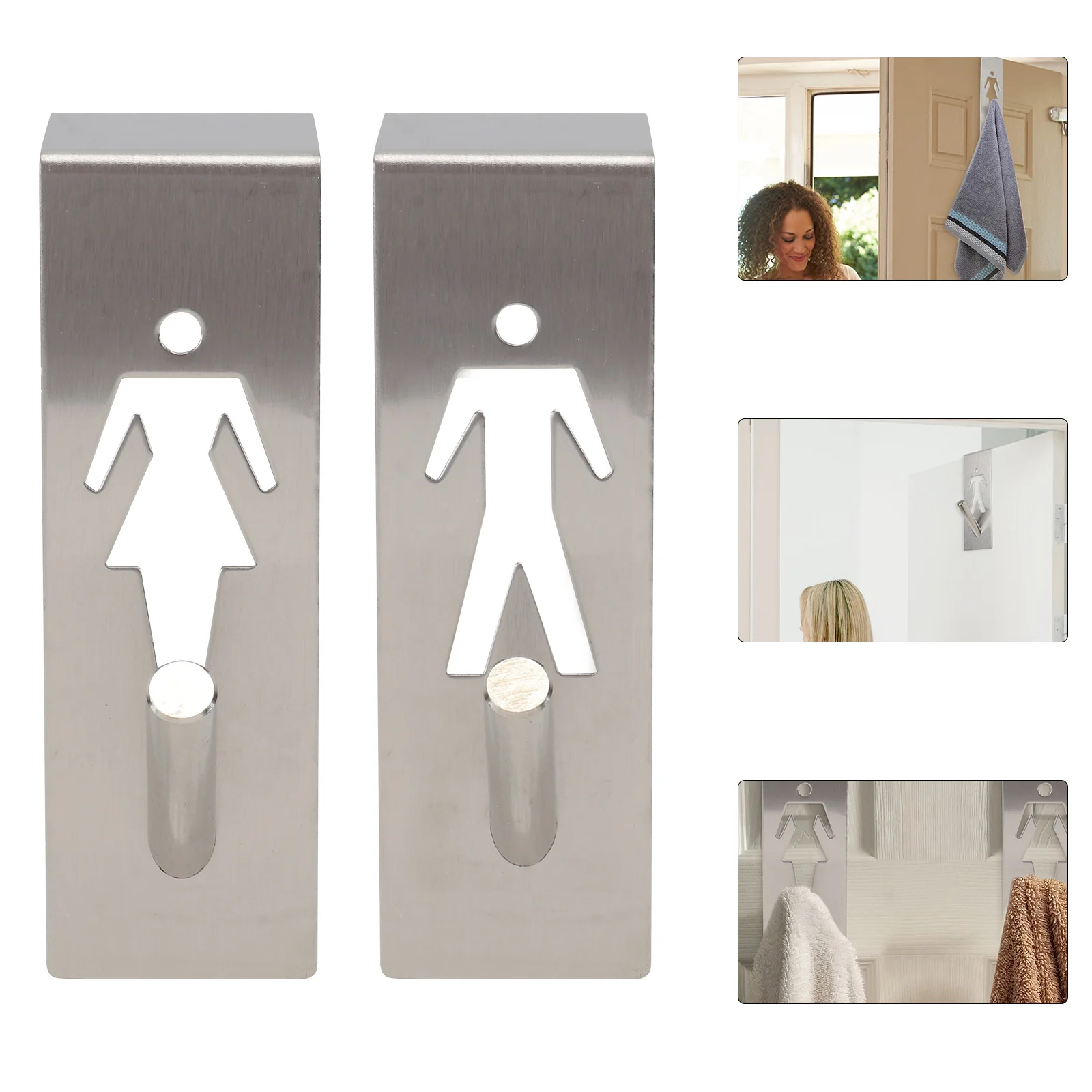 

1 Pair Multipurpose Stainless Steel Hooks Household Storage Single Rack Hooks