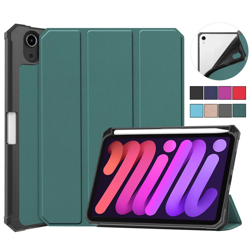 

For iPad Mini 6 2021 Case with Pencil Holder Tri-Fold Stand Smart Cover For iPad Mini6 Case Tablet For iPad Mini 6 Cover 2021