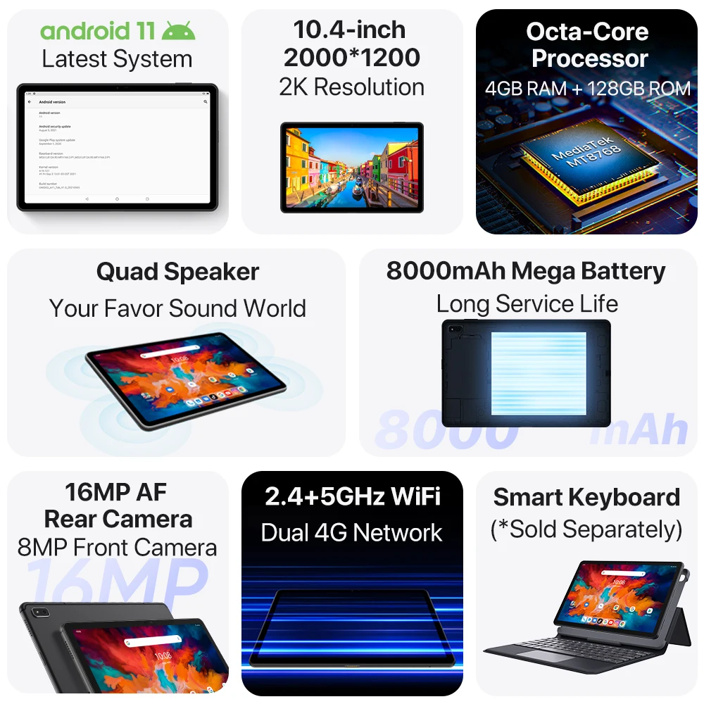 Смартфон UMIDIGI A11 Tab Android 11 дисплей 10 4 дюйма 2K Восьмиядерный Helio P22 Гб 128 ГБ | Мобильные