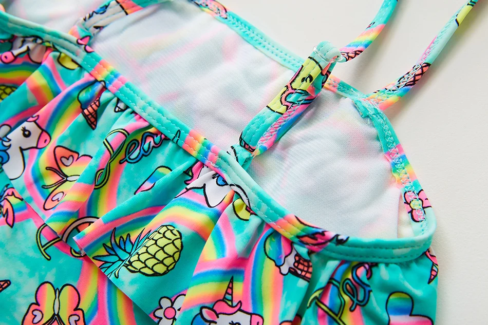 Ruffle Stripe Swimsuit Girls 2020 Kids 2-8Y One-Piece Beach One-Shoulder Swimming Bathing Suits Little Bowknot Swimwear | Спорт и