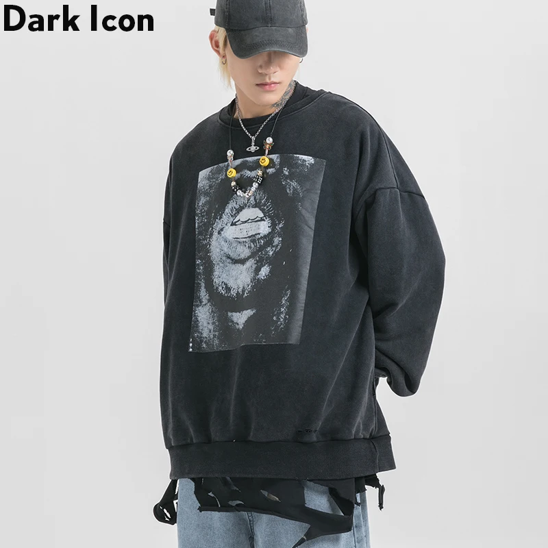 Толстовка в стиле хип хоп с темной иконой для мужчин и женщин хлопковые мужские