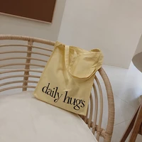 canvas tote bag women designer handbag 2021 girls shoppers purses fashion casual morandi color embroidered letters shoulder bags