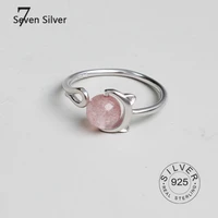 real 925 sterling silver rings for women cat strawberry stone trendy fine jewelry large adjustable antique rings anillos