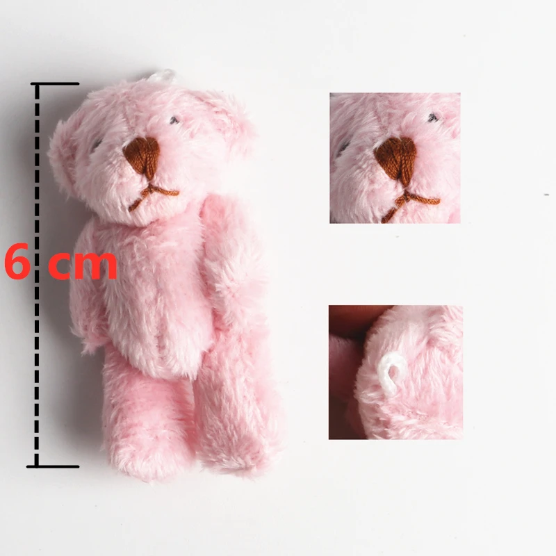 

5Pcs/Lot 6CM Kawaii Mini Teddy Bear Stuffed Plush Toys For Children White Pink Brown DIY Pendant Doll Birthday Ornament Gift