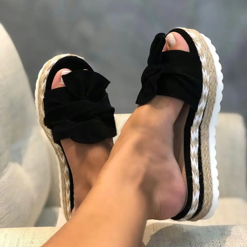 

2020 Summer Fashion Sandals Shoes Women Bow Summer Sandals Slipper Indoor Outdoor Flip-flops Beach Shoes Female Slippers