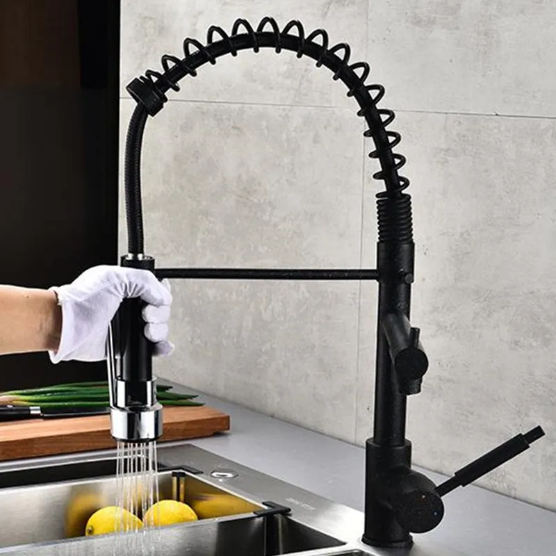 LASO черный точечный двойной пружинный кран оптовая продажа медный кухонный