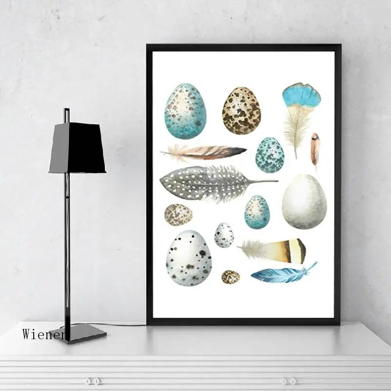 

Bird Eggs and Feathers Frameless Poster Nordic Style Canvas Painting Photo Printing Wall Art for Living Room Home Decoration