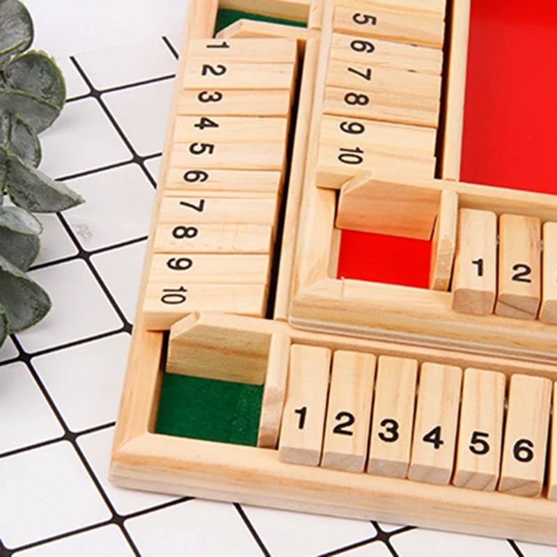 

Deluxe Four Sided 10 Numbers Shut the Box Board Game Set Dice Party Club Drinking Games for Adults Families