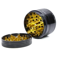 4 layers aluminum lightning pattern clear top smoking grinders tobacco cigarette quality grinder crusher accessories