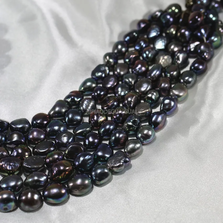 

APDGG 12-14mm big genuine baroque peacock blue black pearl strands loose beads women lady jewelry DIY