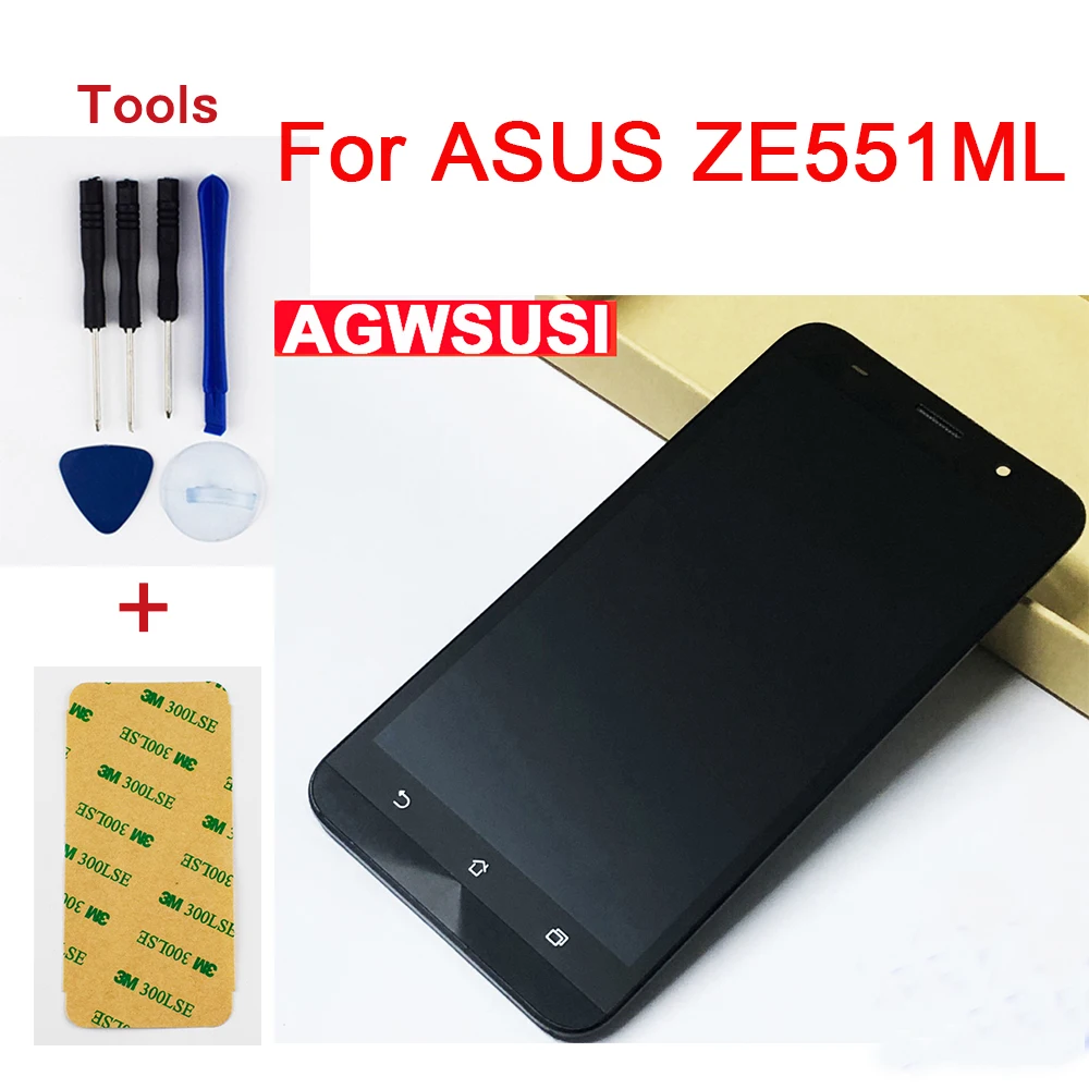 100% тест для ASUS Zenfone 2 ZE551ML Z00AD полный сенсорный стеклянный экран дигитайзер + ЖК