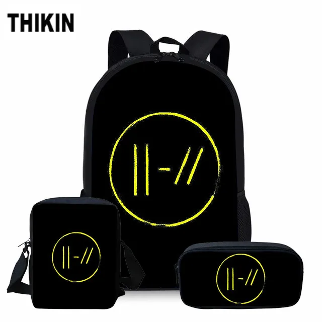 ThiKin Twenty One Pilots, школьная сумка, набор для девочек и мальчиков, хип-хоп фанаты, модный рюкзак для подростков, персонализированные сумки для книг, 3 шт