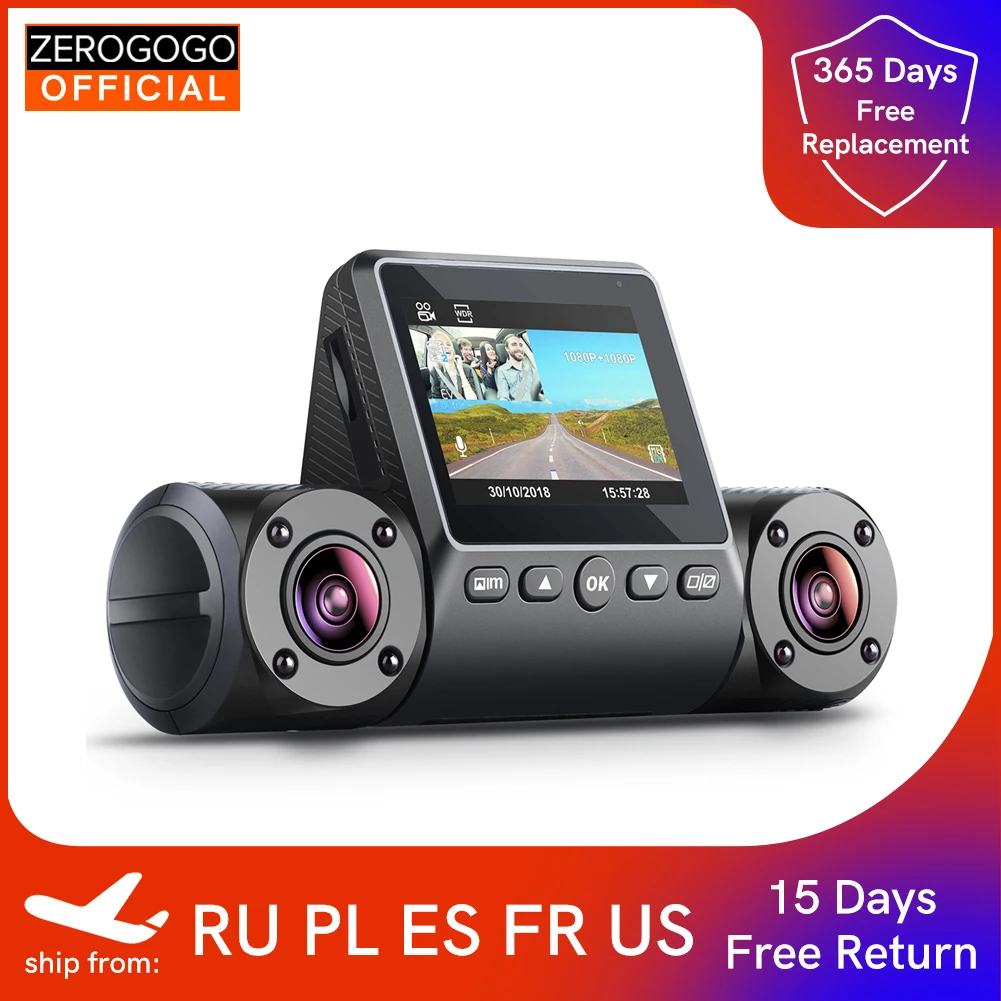 ZEROGOGO Dual Dash Cam кабина с GPS Двойной объектив автомобиля Камера спереди и внутри