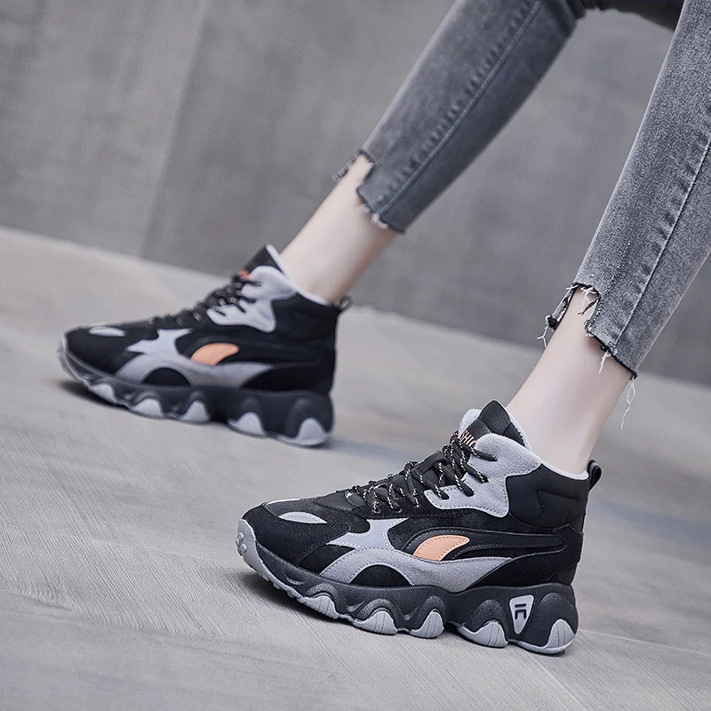 

Women Casual Shoes 2020 Leather Fashion Women Sneakers Shoes Flats Platform Warm Plush Women Shoes Breathable Winter shoes