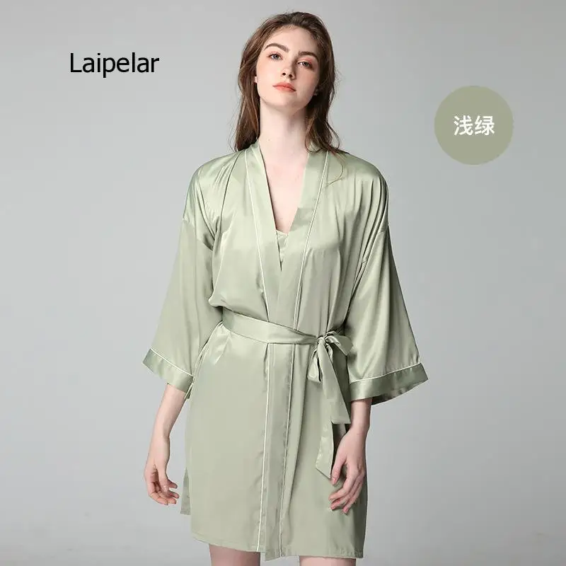

Suspender Nightgown Summer Silk 2021 Spring Autumn New Home Wear Clothes Lace Up Pajamas for Women