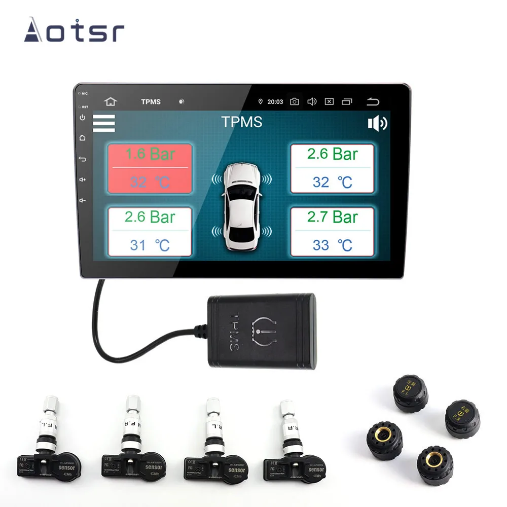 Tpms Android のカー Dvd プレーヤー Gps ナビゲーション車のタイヤ空気圧監視システム 4 内部タイヤ空気圧センサー Usb インタフェース Isuka 가게