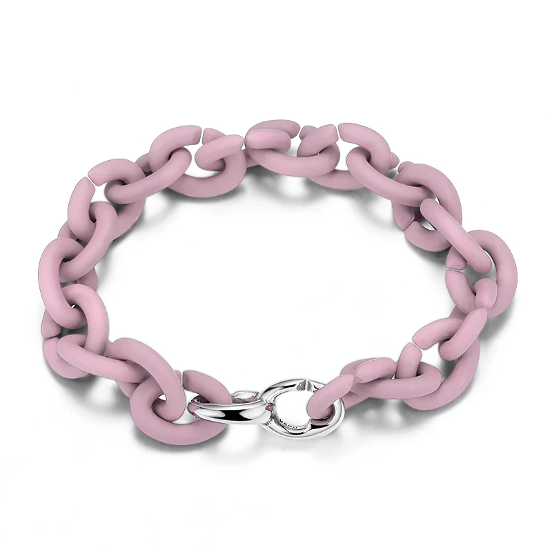 Розовые жесткие резиновые браслеты X серебряные полые шармы бусины ручной работы