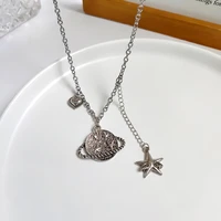 fashion jewelry heart star pendant necklace popular design silvery plating chain necklace for girl lady gifts
