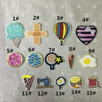 50pcslot embroidery patch food pizza pan ice cream sewing machine clothing balloon decoration iron heat transfer applique