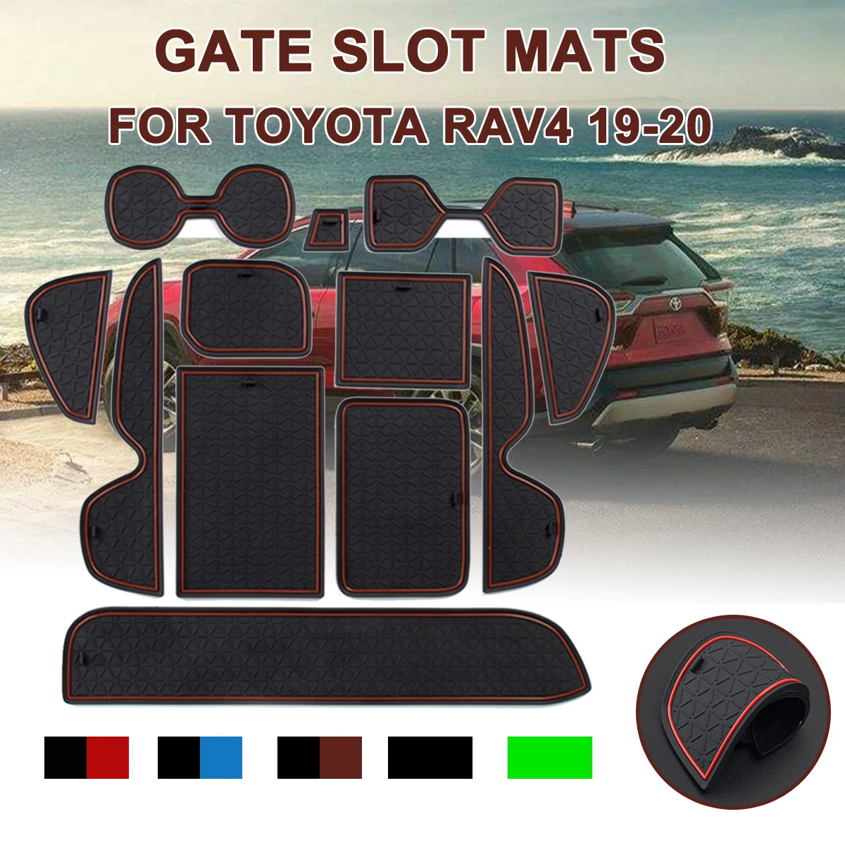 

Противоскользящий коврик для Toyota RAV4 2019-2020 XA50, коврики со слотом для телефона, резиновые прокладки для чашки, коврик для RAV 4 50, автомобильные а...