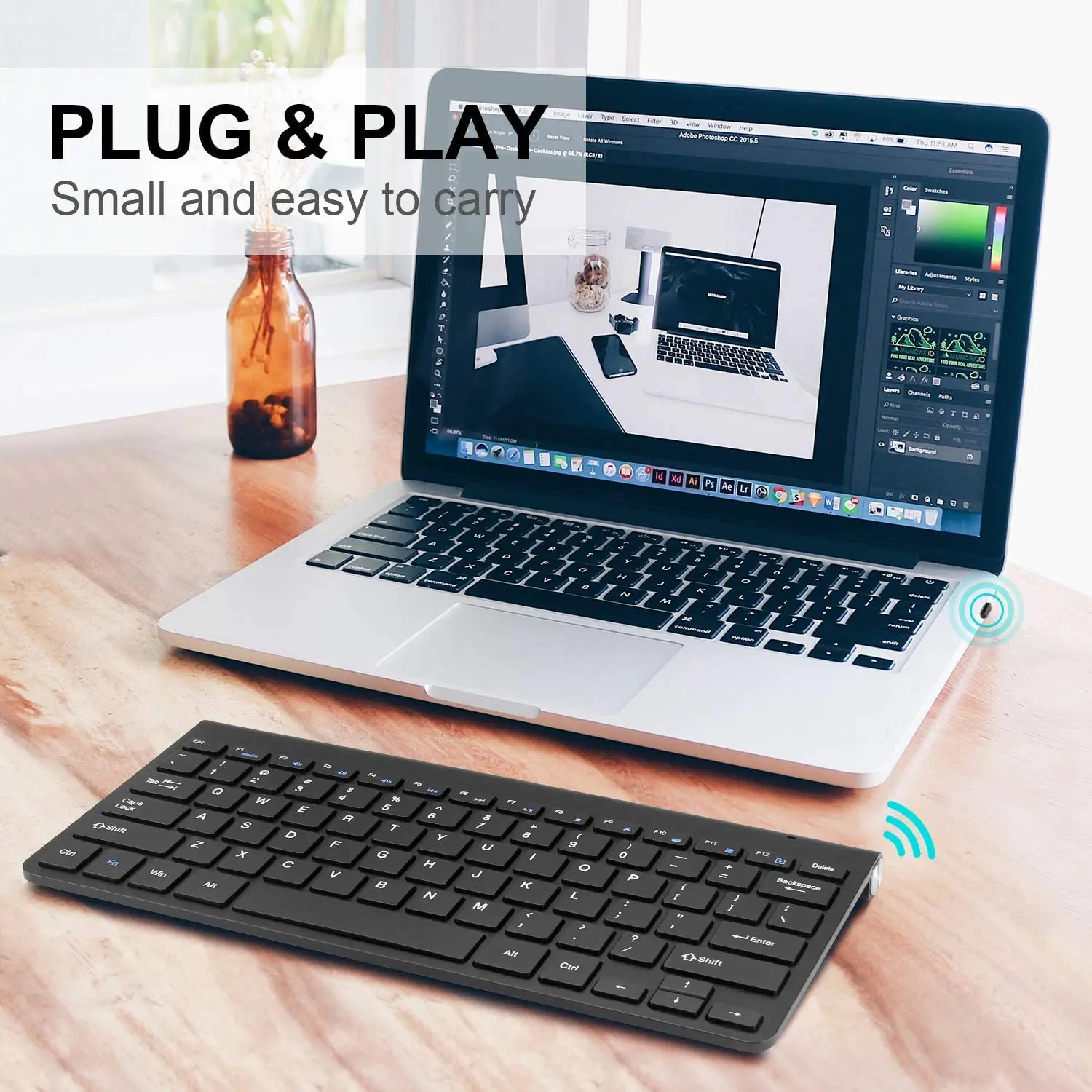 

Wireless Keyboard Mini USB Keyboard For PC laptop TV Computer Rubber keycaps Ergonomic Noiseless keyboard