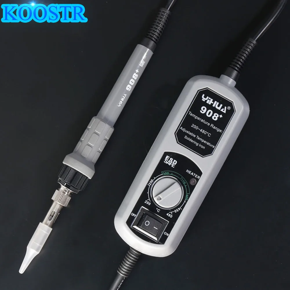 YIHUA 908+ 60 Вт регулируемый Электрический паяльник Комплект Lnternal Отопление постоянная температура SMT SMD сварочный ремонтный инструмент