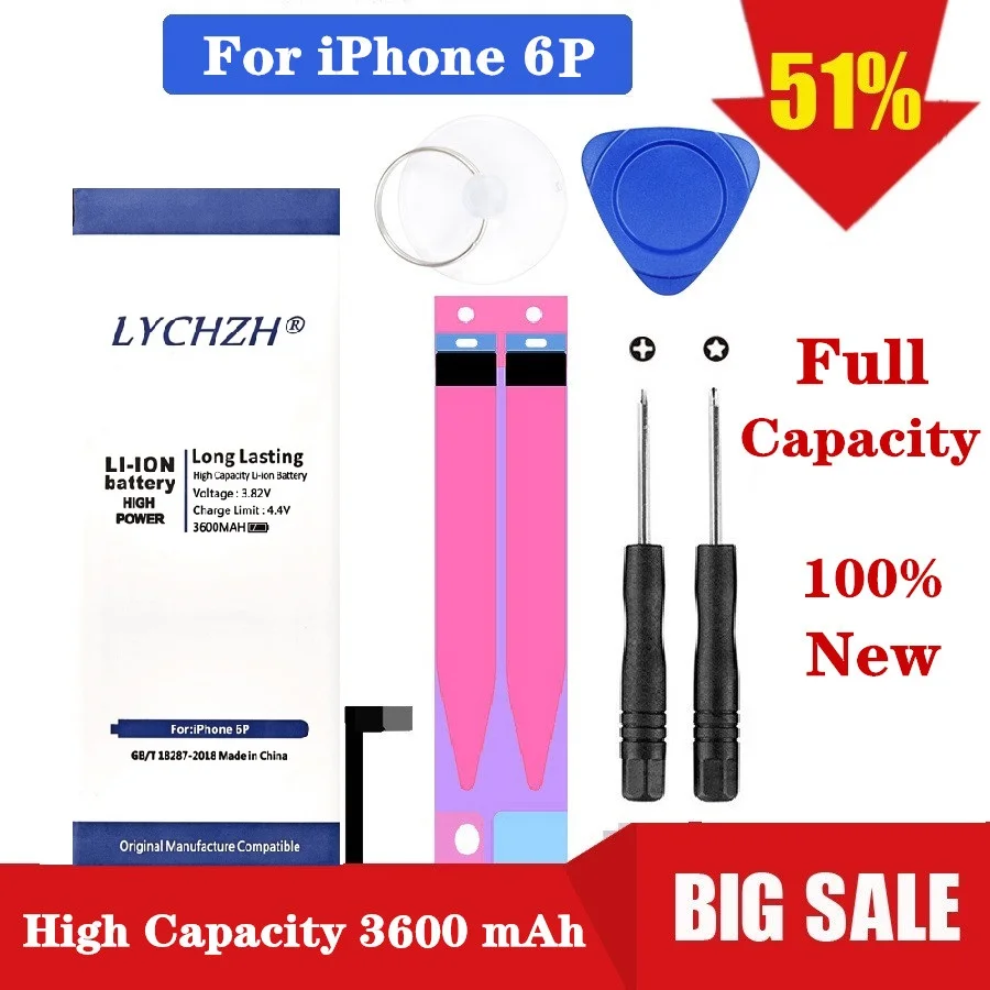 Батарея для iPhone 6 Plus 3600 мАч 5 дюйма + Подарочные инструменты P 6SP 2020|Аккумуляторы