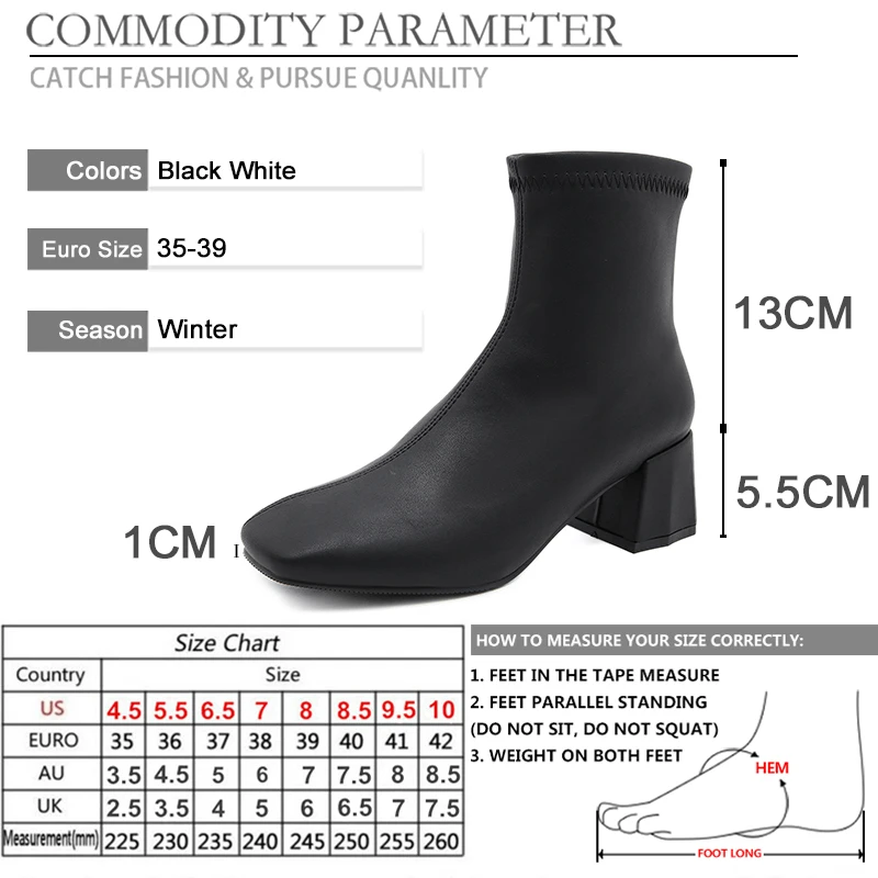 

BYQDY 13CM Tube Height Women Boots Patent Leather High Heel Ankle Boots Short Plush Square Toe Zipper Winter Chelsea Boots Shoes