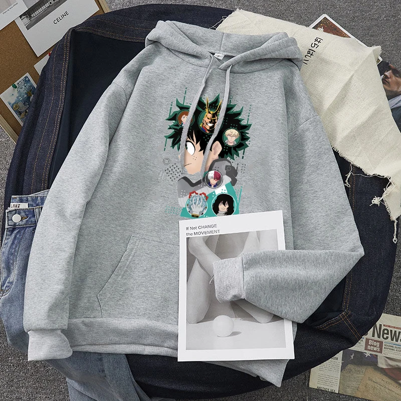 

my hero academia hoodie Japanese anime style fun cartoon print men and women hooded sweatshirt Harajuku oversized Streetwear