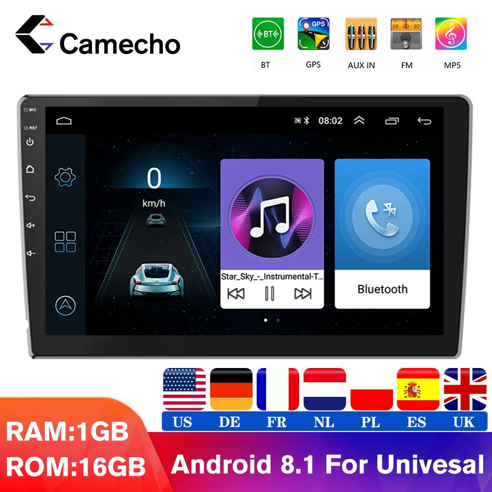 Автомобильный мультимедийный плеер Camecho 2 Din 10 1 дюйма Android стерео радио Bluetooth Wi Fi