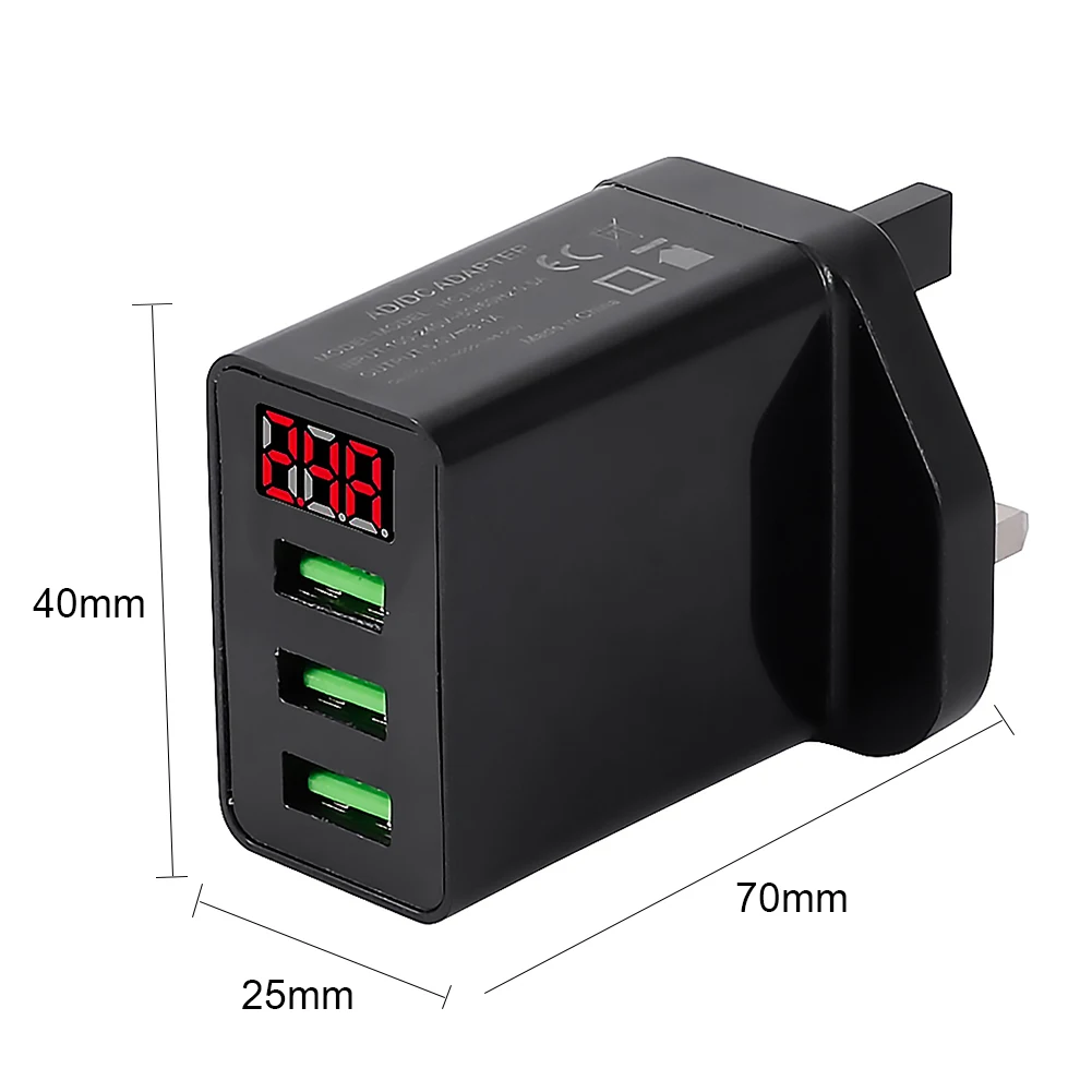 Зарядное устройство с 3 USB-портами цифровым дисплеем легкость портативность не