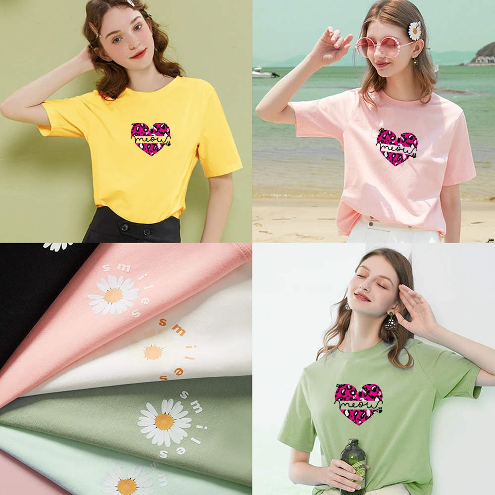 

T-shirt Short-sleeved top Love Heart Ladies T-shirt Pure cotton T-shirt Comfortable loose T-shirt top Oversized T-shirt