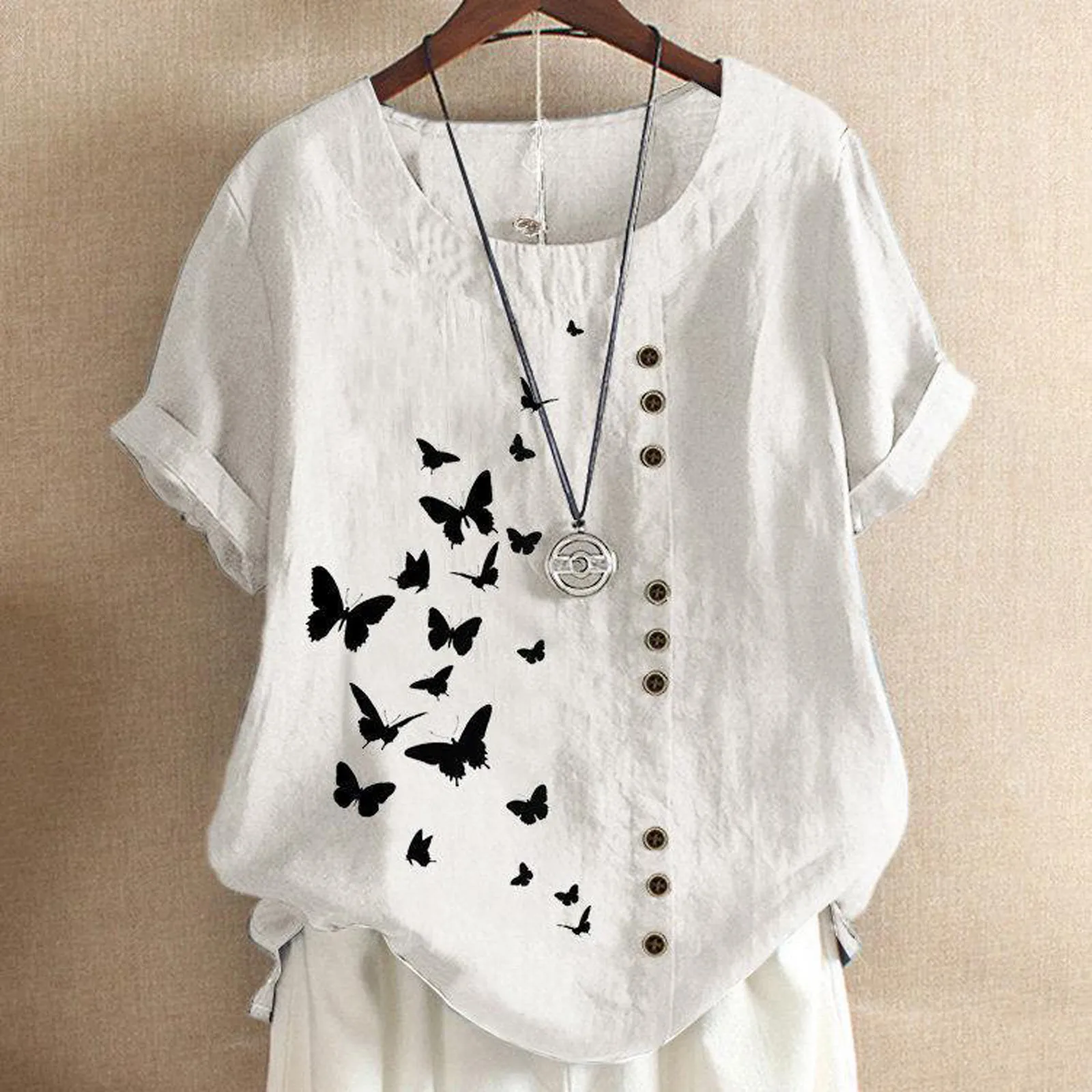 

3xl Plus Size White Tops Linen Tunic Tops For Women 2021 Summer Clothes For Ladies Fashion Flower Printed Shirts And Blouses