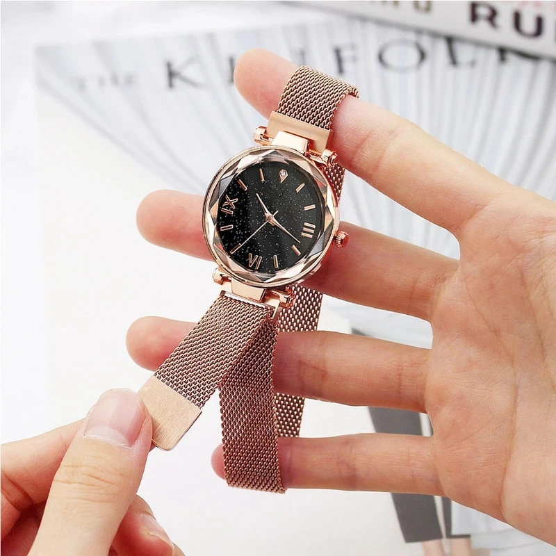 

Starry Sky Stainless Steel Mesh Bracelet Watches For Women Crystal Analog Quartz Wristwatches Ladies Sports Dress Clockb002