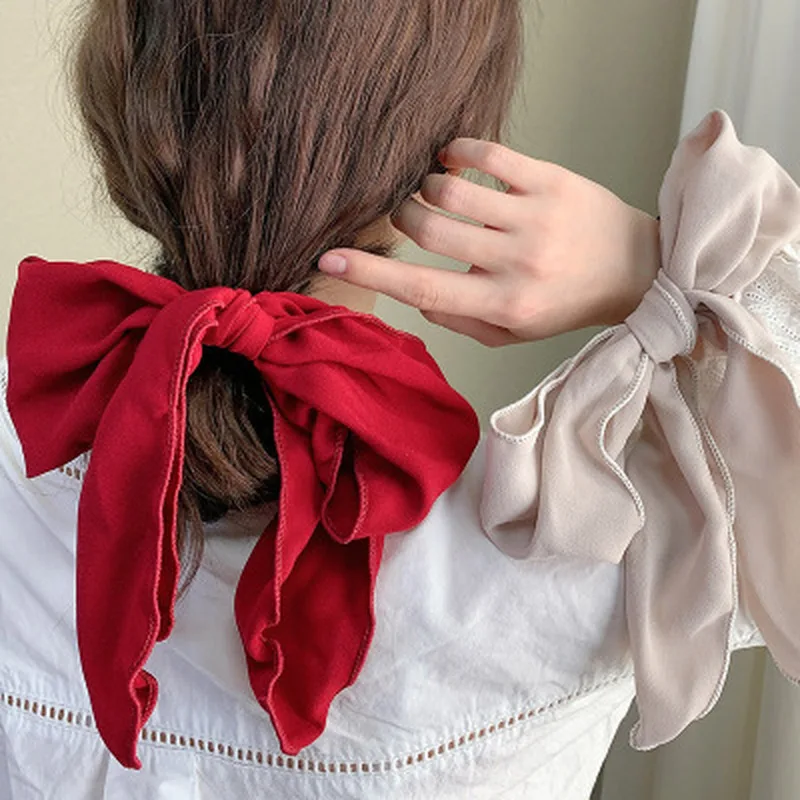 

Модные резинки с большими цветами, богемные длинные стринги, шарф для волос с бантом, женские милые резинки для волос для девочек, резинки, а...