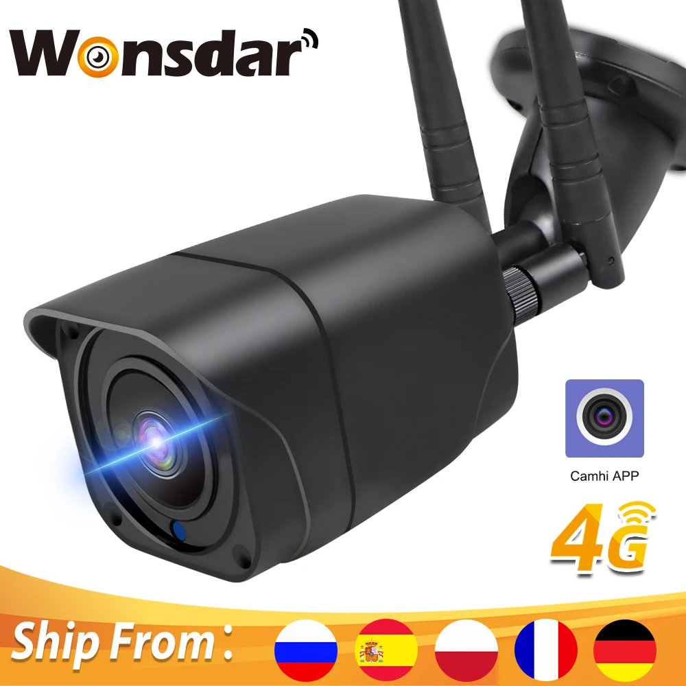 Беспроводная уличная камера 1080P HD 4G GSM SIM-карта Металлическая Цилиндрическая