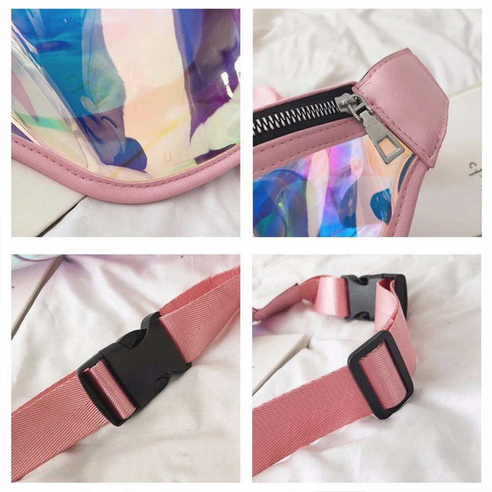 

2019 Fashion Belt Waist Bag Waterproof Transparent Clear Punk Holographic Fanny Pack Laser Ptirl Waist Pack for Women chest bag