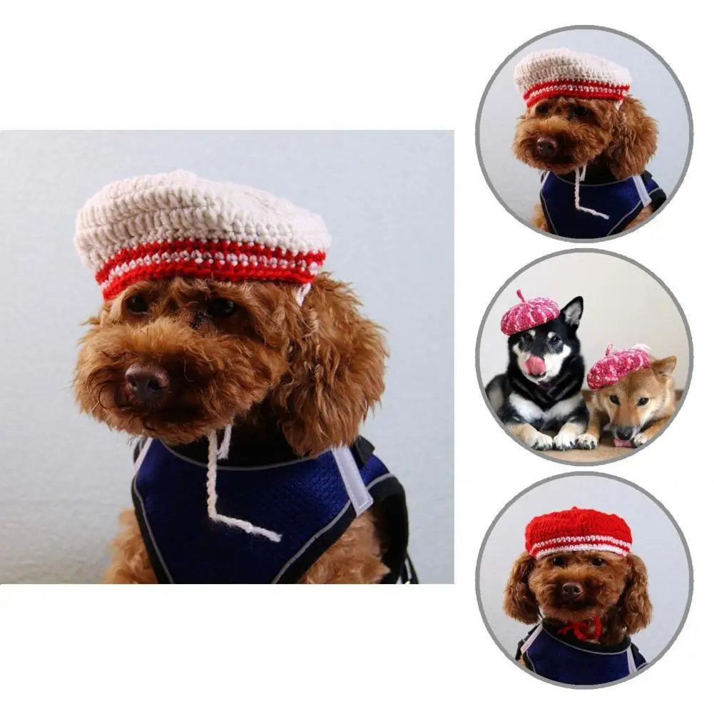 

Elastic Stylish Woolen Yarn Dog Cap Pet Accessories Puppy Cap DIY Hand Knitting Photo Props