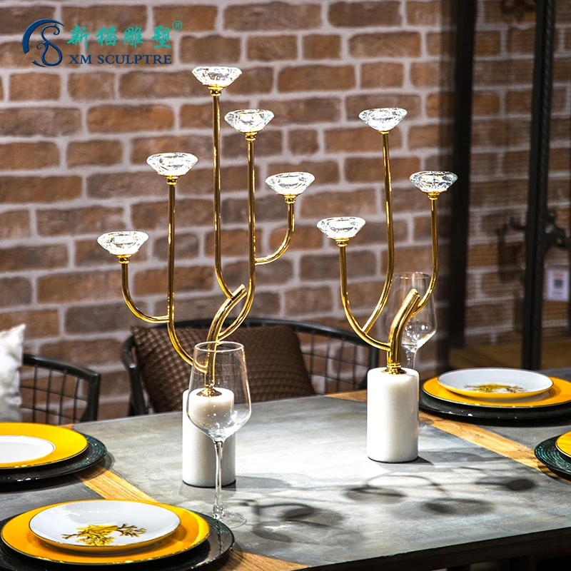 

Decorative Luxury Creative Modern Crystal Candle Holders Mercury Glass Stand Nordic Luxury Candlesticks Gold Home Decor II50ZT