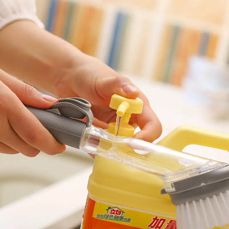 

Dish-washing brush sponge long handle Automatically add detergent pot-washing brush multifunction degreasing kitchen accessories