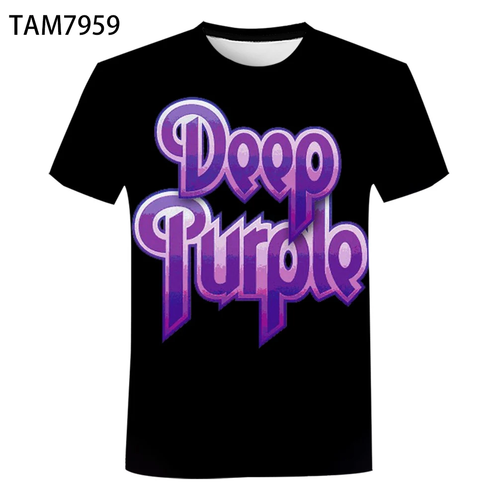 Темно-фиолетовая летняя Новинка 2021 молодежная английская футболка рок-группы с 3D