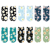 chrysanthemum printed women low ankle socks fashion floral beautiful harajuku short socks girls kawaii cotton soft sokken female