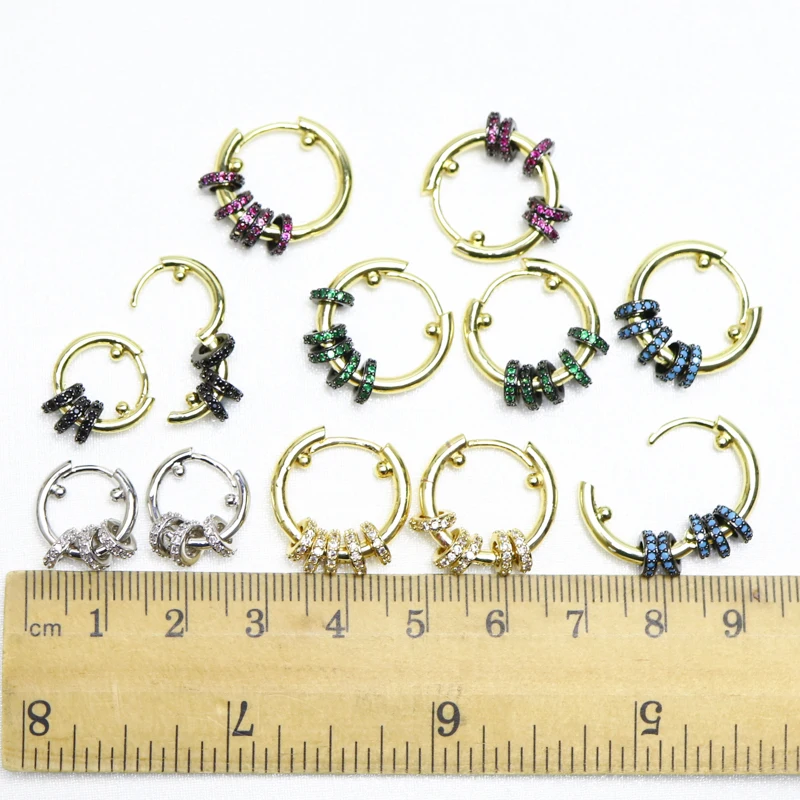 

3 Pairs Mix Color Earrings Drop earrings jewelry Gold color earrings for women mix colors crystal jewels 51016